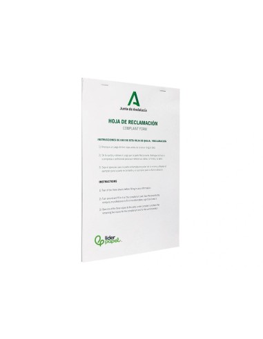 LIBRO LIDERPAPEL RECLAMACIONES JUNTA ANDALUCIA A4 25 JUEGOS OR+2 COP