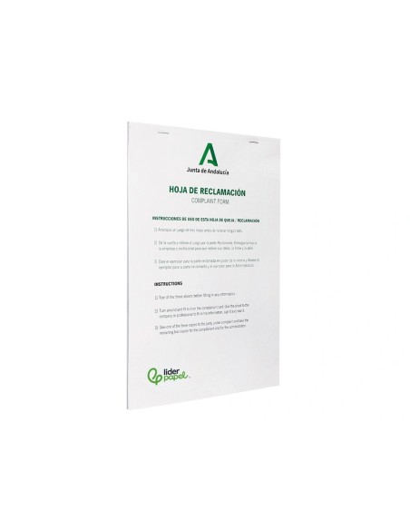 LIBRO LIDERPAPEL RECLAMACIONES JUNTA ANDALUCIA A4 25 JUEGOS OR+2 COP