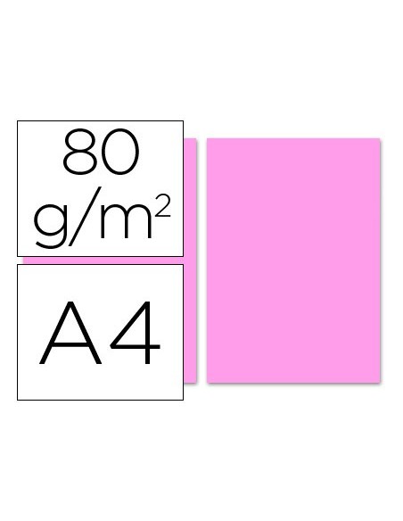 PAPEL COLOR DIN A4 80 GR ROSA PAQUETE 100 H.