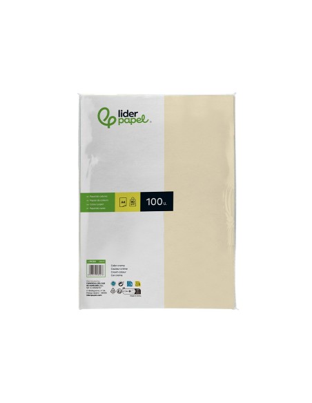 PAPEL COLOR DIN A4 80 GR CREMA PAQUETE 100 H.