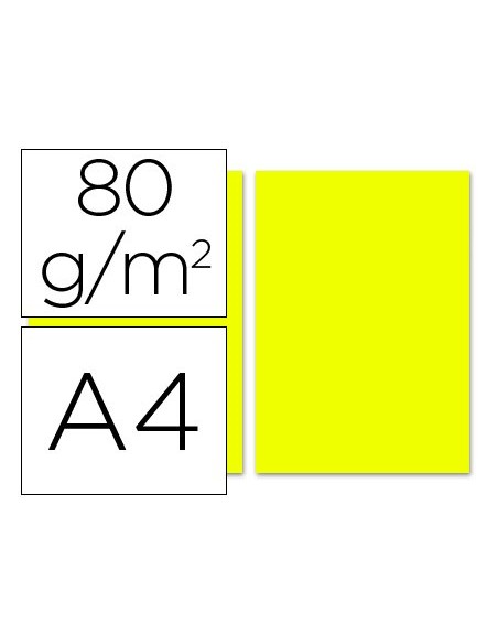 PAPEL COLOR DIN A4 80 GR AMARILLO LIMON PAQUETE 100 H.