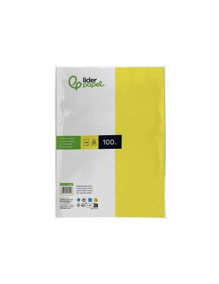 PAPEL COLOR DIN A4 80 GR AMARILLO LIMON PAQUETE 100 H.