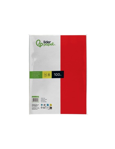 PAPEL COLOR DIN A4 80 GR ROJO PAQUETE 100 H.