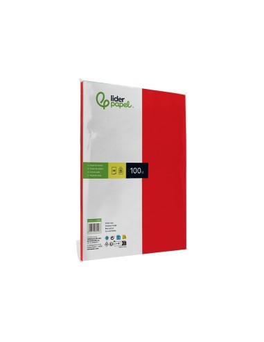 PAPEL COLOR DIN A4 80 GR ROJO PAQUETE 100 H.