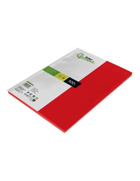 PAPEL COLOR DIN A4 80 GR ROJO PAQUETE 100 H.