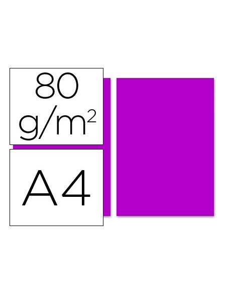 PAPEL COLOR DIN A4 80 GR FUCSIA PAQUETE 100 H.