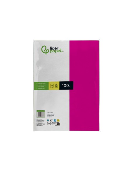 PAPEL COLOR DIN A4 80 GR FUCSIA PAQUETE 100 H.