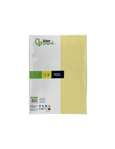 PAPEL COLOR DIN A4 80 GR AMARILLO PAQUETE 100 H.