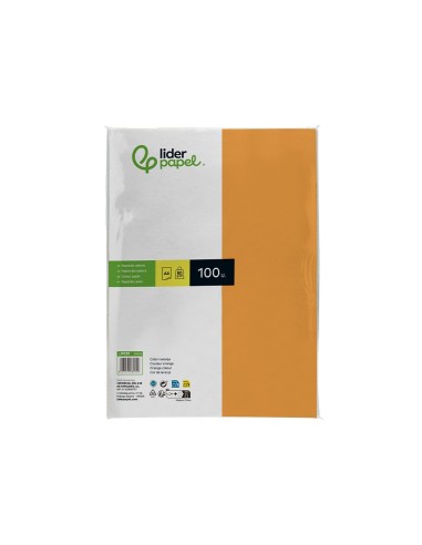 PAPEL COLOR DIN A4 80 GR NARANJA PAQUETE 100 H.