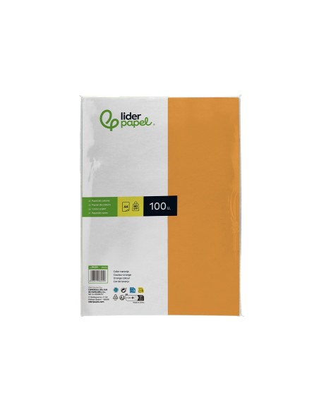 PAPEL COLOR DIN A4 80 GR NARANJA PAQUETE 100 H.
