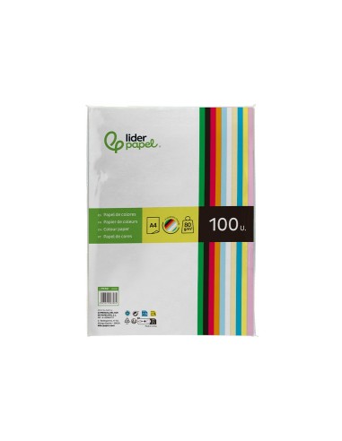PAPEL COLOR DIN A4 80 GR PAQUETE 100 10 COL.SURT.