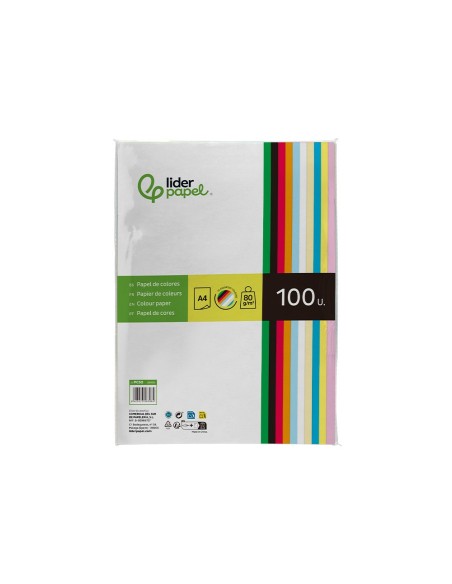 PAPEL COLOR DIN A4 80 GR PAQUETE 100 10 COL.SURT.