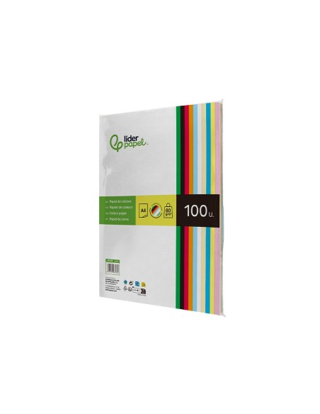 PAPEL COLOR DIN A4 80 GR PAQUETE 100 10 COL.SURT.