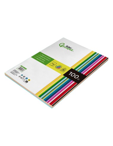 PAPEL COLOR DIN A4 80 GR PAQUETE 100 H.25 COL.SURT.