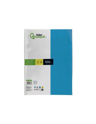 PAPEL COLOR DIN A4 80G TURQUESA PAQUETE 100 H.
