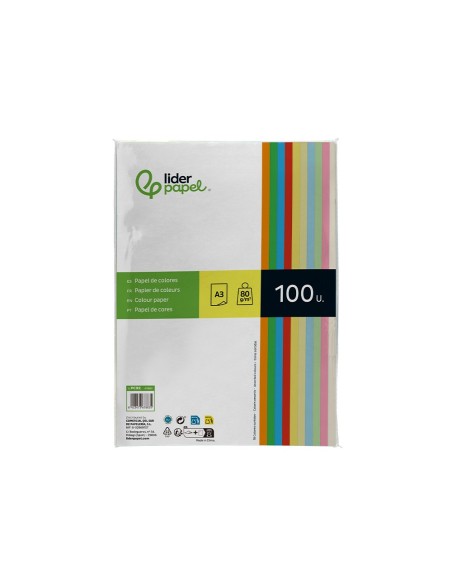 PAPEL LIDERPAPEL A3 80GR/M2 10 COL.SURT.PAQUETE 100 HOJAS