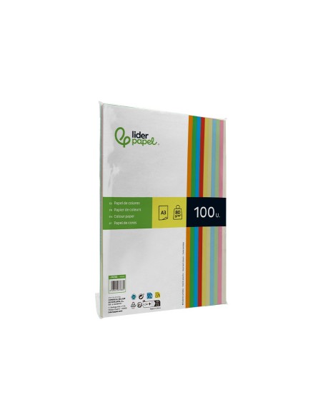 PAPEL LIDERPAPEL A3 80GR/M2 10 COL.SURT.PAQUETE 100 HOJAS