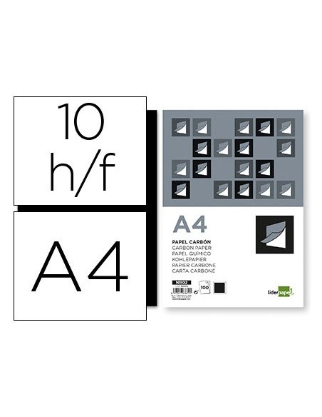 PAPEL CARBON LIDERPAPEL NEGRO TAMAÑO DIN A4 BOLSA DE 10 HOJAS