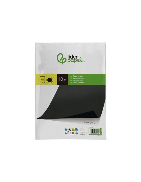 PAPEL CARBON LIDERPAPEL NEGRO TAMAÑO DIN A4 BOLSA DE 10 HOJAS
