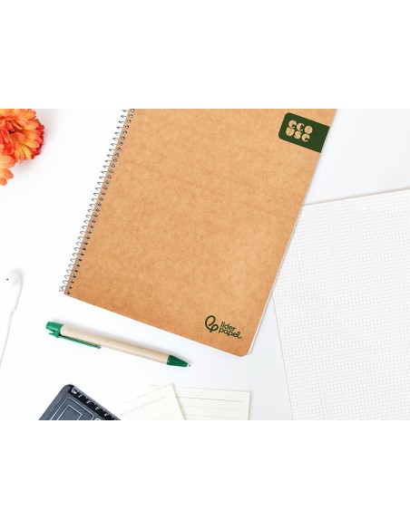 CUADERNO ESP. ECOUSE FL. T.CARTON RECICLADO KRAFT 4MM 80H. 60GR.
