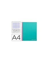 CUADERNO ESP. JOLLY A4 T.FORRADA MICRO 5MM 5B 4T.140H 75GR. TURQ. 2