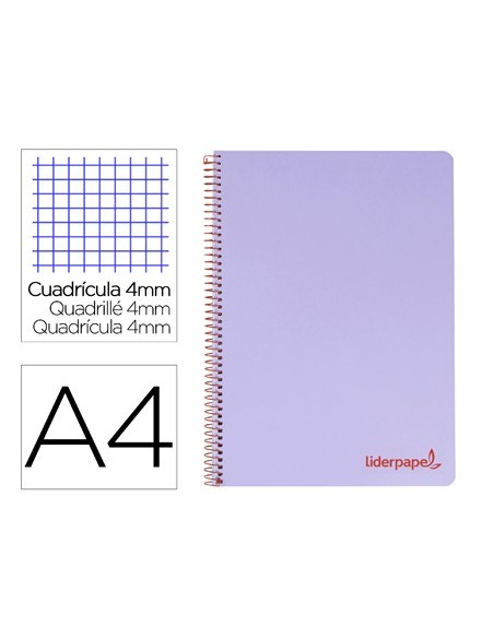 CUADERNO ESP. WONDER A4 T.PLASTICO 4MM 80H 90GR. VIO. *74932