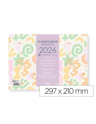 PLANNING SEMANAL  JOVEN 2026 29,7X21 CM A4 PEGATINAS PAPEL 104 GR