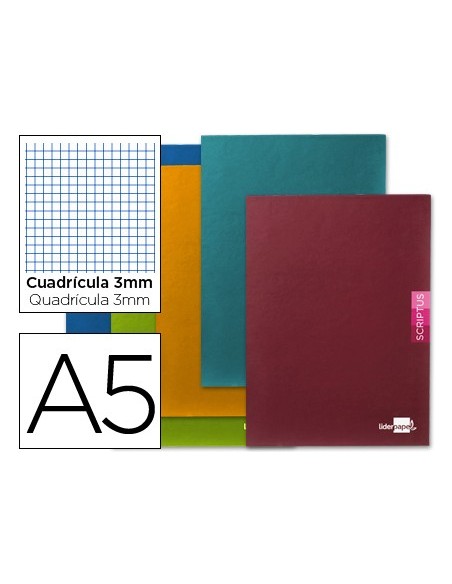 CUADERNO ENCOLADO SCRIPTUS A5 T.CARTON 3MM 48H. 90GR. COL. SURT.