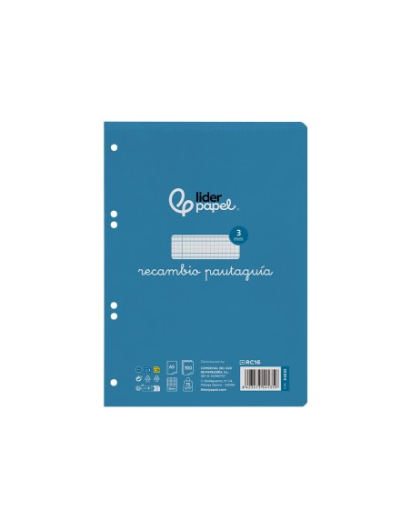 RECAMBIO LIDERPAPEL4º100 H CUADO PAUTADO 3 MM 70 GR C/MARGEN**