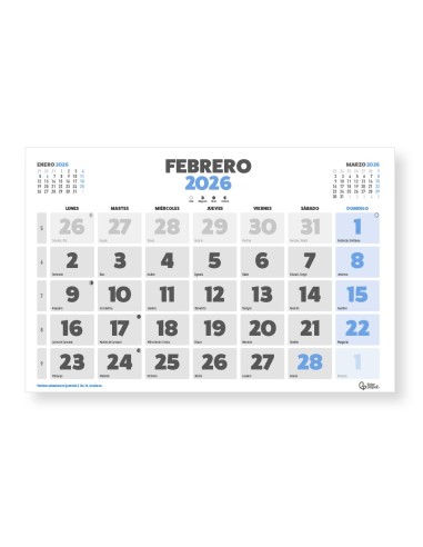 CALENDARIO PARED  CLASICO 2026 LOMO ENGOMADO 60X40 CM PAPEL 105 GR