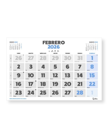 CALENDARIO PARED  CLASICO 2026 LOMO ENGOMADO 60X40 CM PAPEL 105 GR