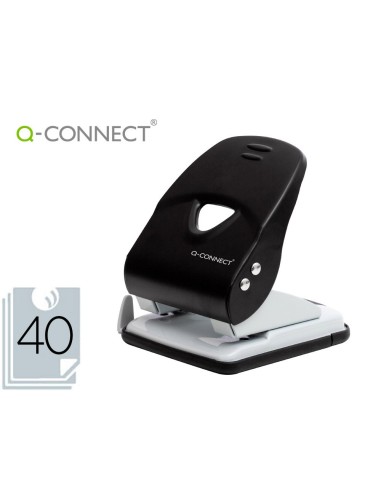 TALADRADOR Q-CONECT METAL NEGRO 2 TALADROS CAPACIDAD 40 HOJAS