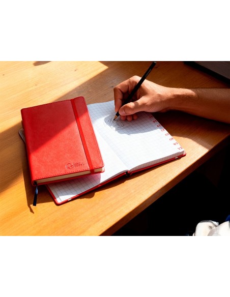 CUADERNO GRAP. LIDERPAPEL INDICE A7 4MM 120H. 70GR.RJ. C/GOMA