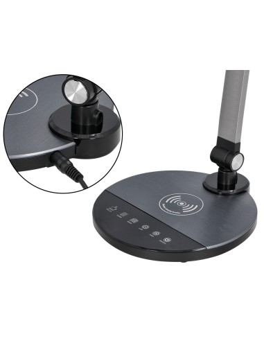 LAMPARA OFICINA Q-CON.SOBREMESA PRO.AL.9W 120 LED CARGADOR MOVIL NG.