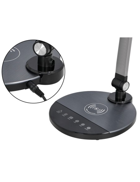 LAMPARA OFICINA Q-CON.SOBREMESA PRO.AL.9W 120 LED CARGADOR MOVIL NG.