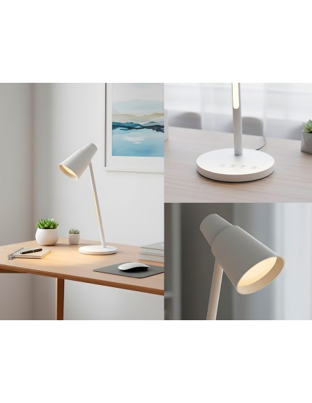 LAMPARA OFICINA Q-CON.SOBREMESA ABS TACTIL 6W 32 LED 330LM BL.