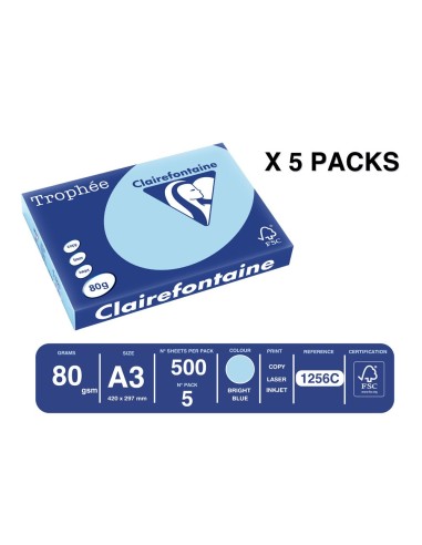 PAPEL TROPHEE A3 80GR AZ. CEL. PASTEL PQ.DE 500H.