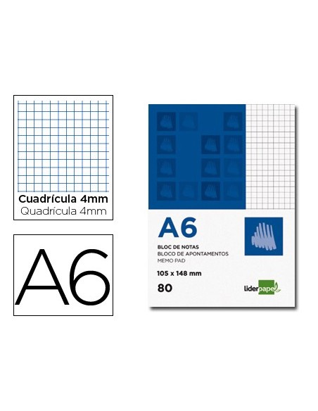 BLOC NOTAS PERFORADO A6 AP. 80H. 4MM
