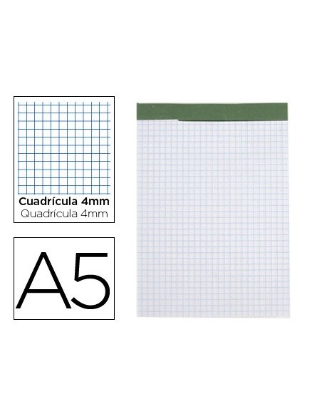 BLOC ENCOLADO LIDERPAPEL A5 4MM PERFORADO 80H. 60GR. S/TAPA