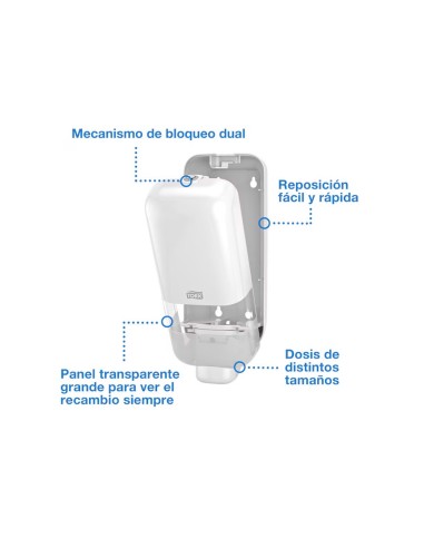 DISPENSADOR JABON ESPUMA TORK S4 PLASTICO 1000ML 292X113X114 MM