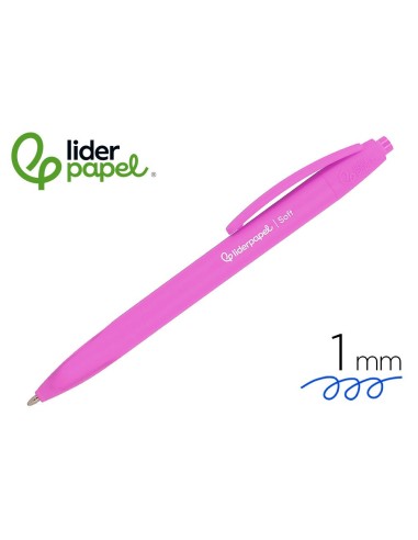 BOLIGRAFO LIDERPAPEL GUMMY TOUCH RETRACTIL 1.0 MM TINTA ROSA