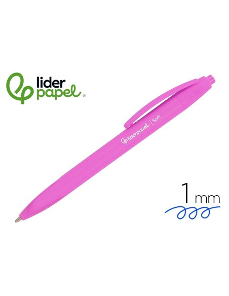 BOLIGRAFO LIDERPAPEL GUMMY TOUCH RETRACTIL 1.0 MM TINTA ROSA