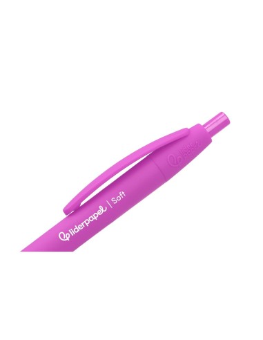 BOLIGRAFO LIDERPAPEL GUMMY TOUCH RETRACTIL 1.0 MM TINTA ROSA