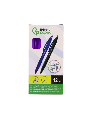 BOLIGRAFO LIDERPAPEL GUMMY TOUCH RETRACTIL 1.0 MM TINTA MORADO