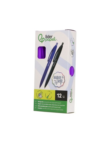 BOLIGRAFO LIDERPAPEL GUMMY TOUCH RETRACTIL 1.0 MM TINTA MORADO
