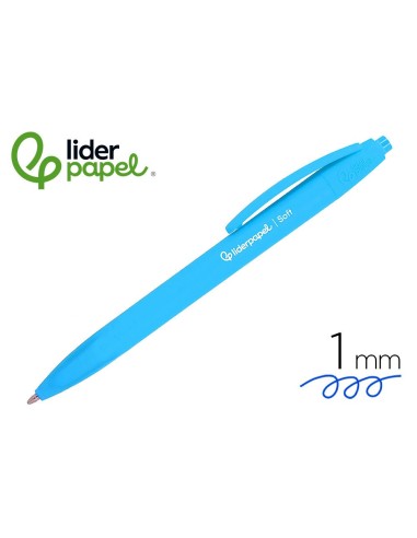 BOLIGRAFO LIDERPAPEL GUMMY TOUCH RETRACTIL 1.0 MM TINTA CELESTE