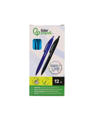 BOLIGRAFO LIDERPAPEL GUMMY TOUCH RETRACTIL 1.0 MM TINTA CELESTE