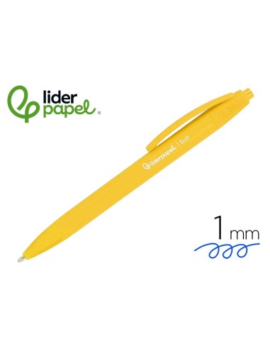 BOLIGRAFO LIDERPAPEL GUMMY TOUCH RETRACTIL 1.0 MM TINTA AMARILLO