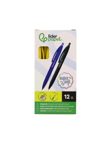 BOLIGRAFO LIDERPAPEL GUMMY TOUCH RETRACTIL 1.0 MM TINTA AMARILLO