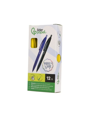 BOLIGRAFO LIDERPAPEL GUMMY TOUCH RETRACTIL 1.0 MM TINTA AMARILLO